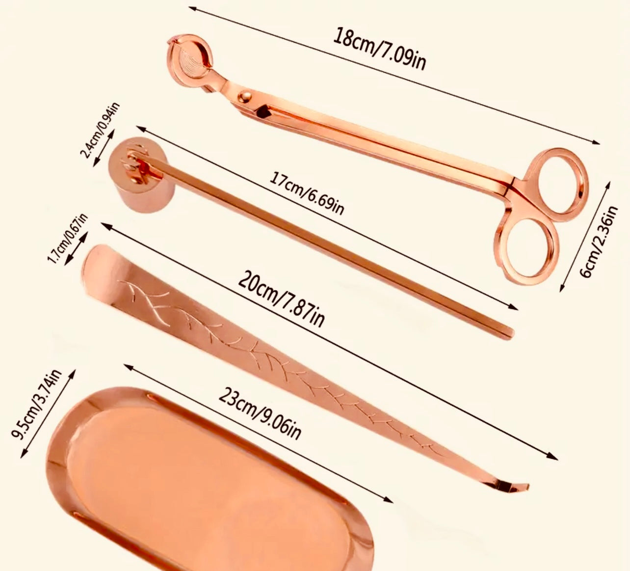 Conjunto de Acessórios para Velas (ROSE GOLDEN)